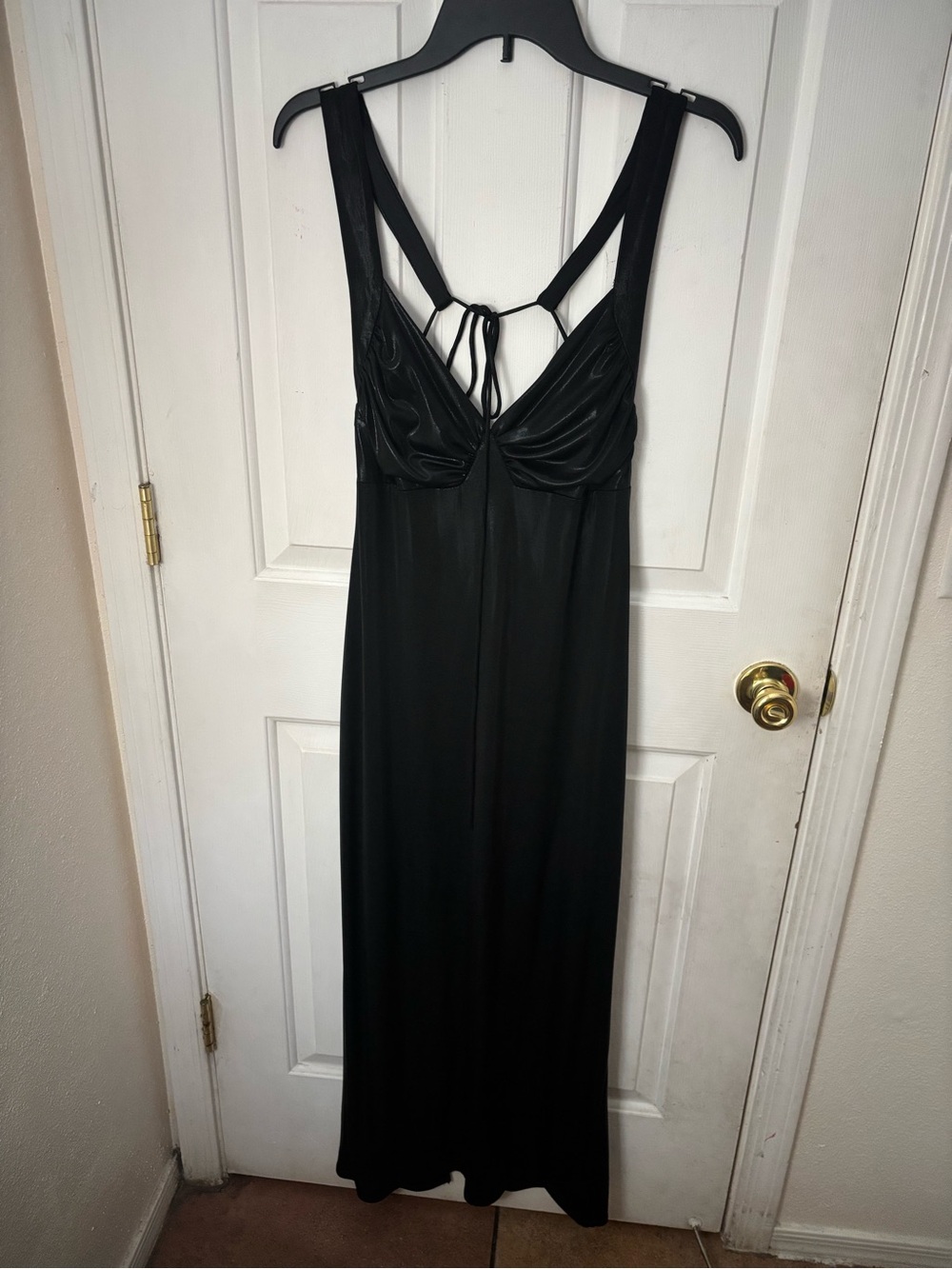 Zara Black Maxi Dress with Twisted Bust and Back Tie